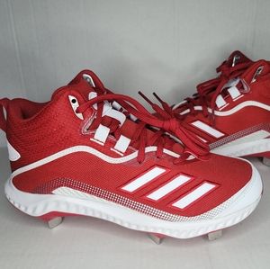 adidas Icon 6 Bounce Mid Baseball Cleats Red FV9356 Men's Size 8 New.